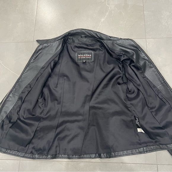 WILSONS Leather Women Black Leather Adjustable Straps Long Sleeves Jacket Sz M - Picture 12 of 16